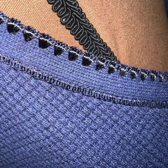 Image by Edie Waffle Textured Cotton Button Down Navy Blue Vest Women’s One Size - Picture 7 of 10